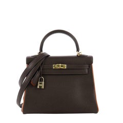 Hermes Kelly Handbag Bicolor Epsom with Gold Hardware 25