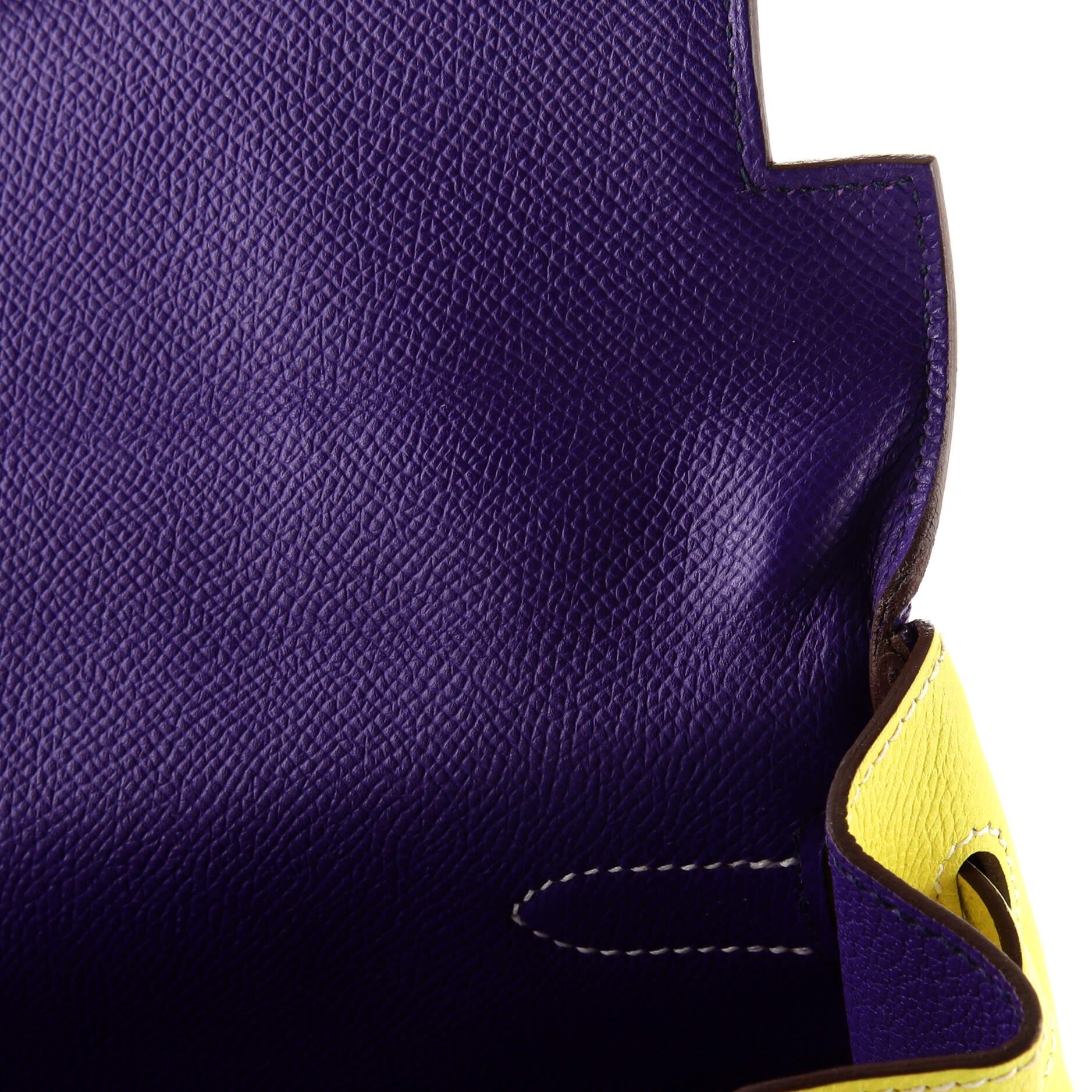 Hermes Kelly Handbag Bicolor Epsom with Palladium Hardware 35 For Sale 6