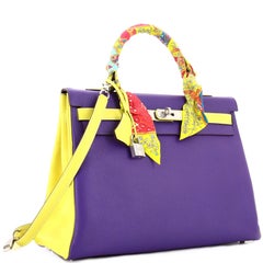 Hermes Kelly Handbag Bicolor Epsom with Palladium Hardware 35