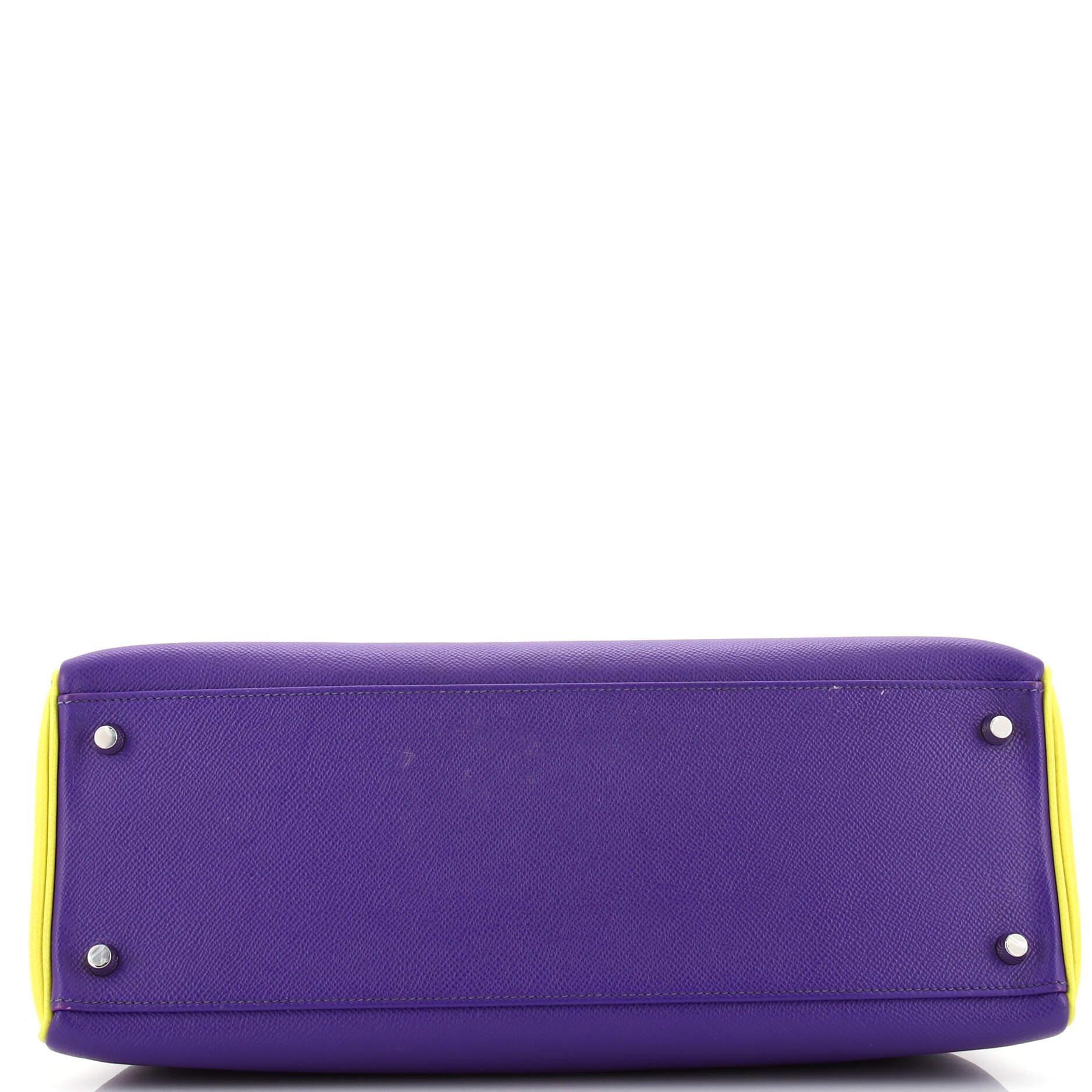 Women's or Men's Hermes Kelly Handbag Bicolor Epsom with Palladium Hardware 35 For Sale