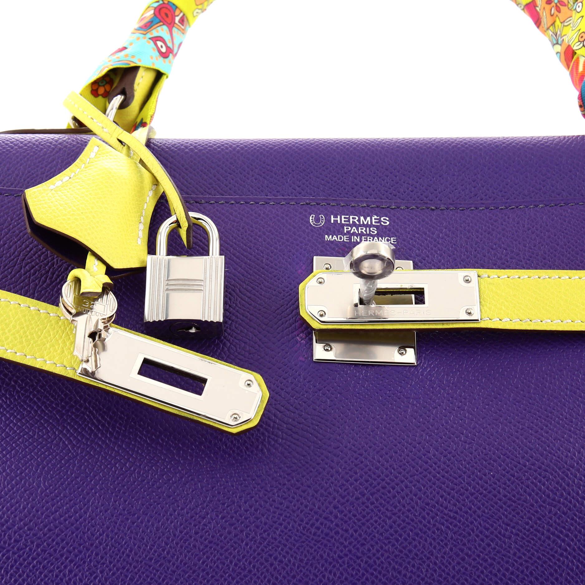 Hermes Kelly Handbag Bicolor Epsom with Palladium Hardware 35 For Sale 2