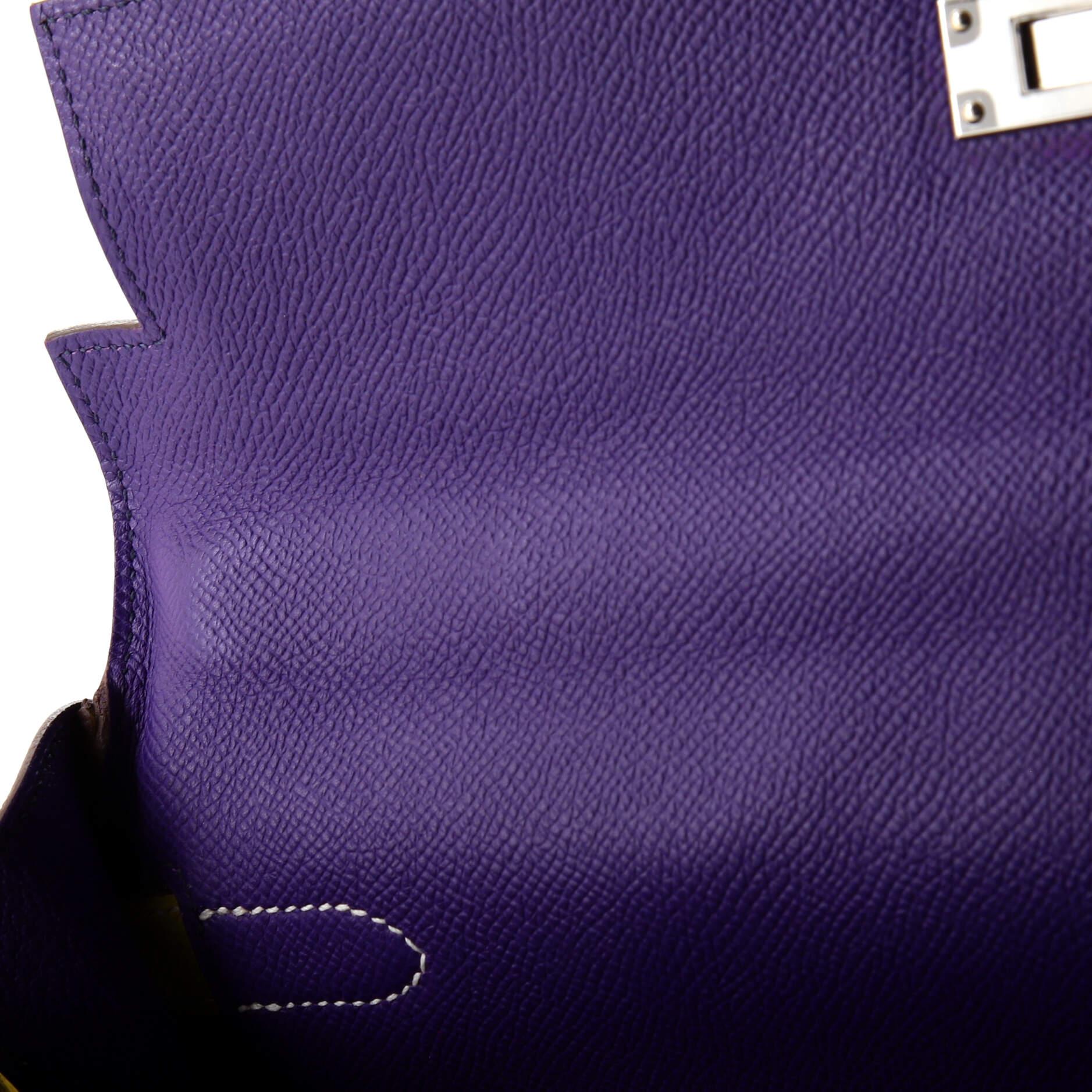 Hermes Kelly Handbag Bicolor Epsom with Palladium Hardware 35 For Sale 5