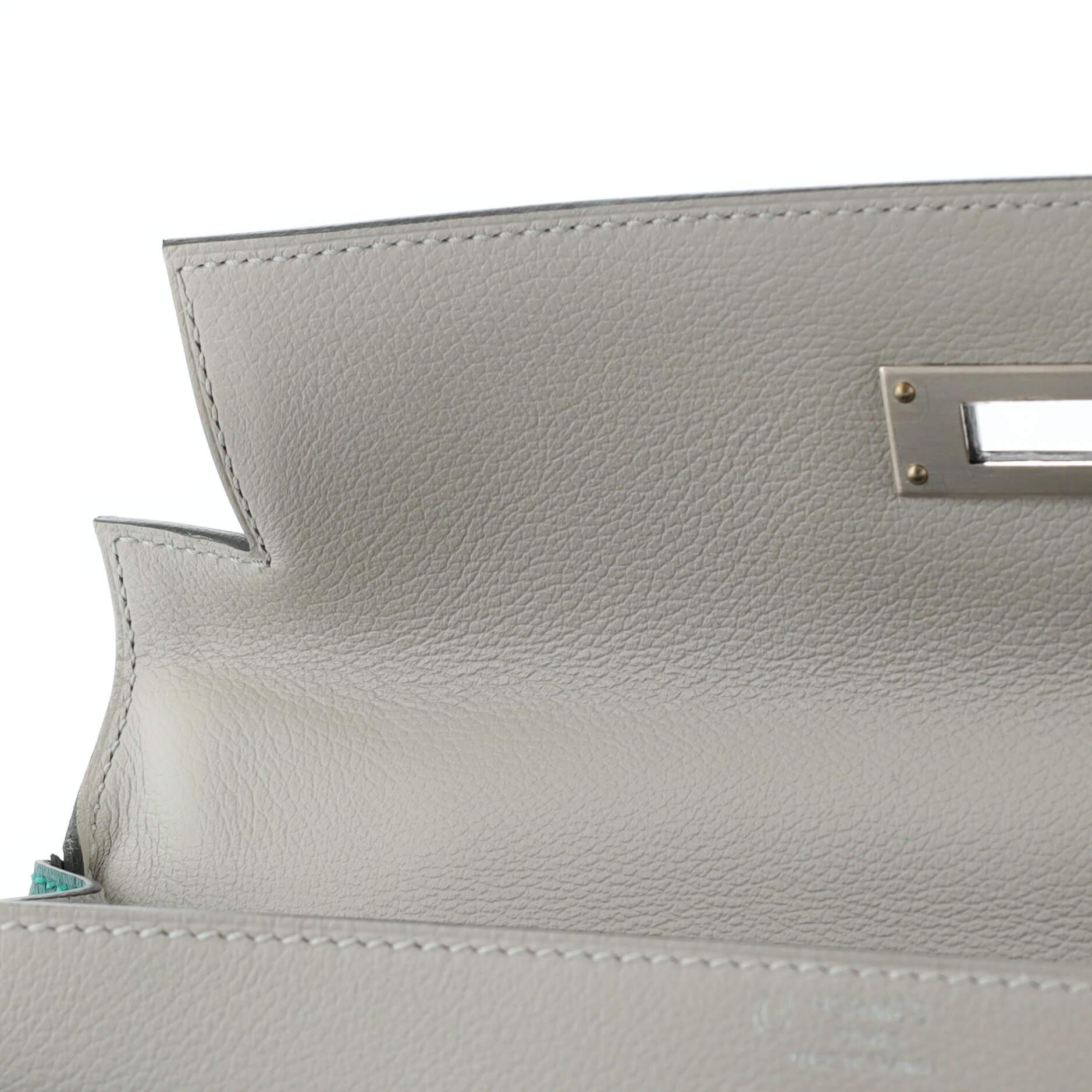 Hermes Kelly Handbag Bicolor Evercolor with Brushed Palladium Hardware 28 For Sale 6