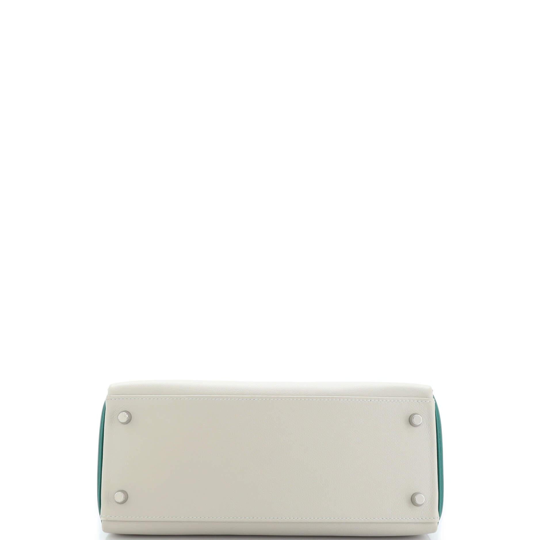 Hermes Kelly Handbag Bicolor Evercolor with Brushed Palladium Hardware 28 For Sale 1