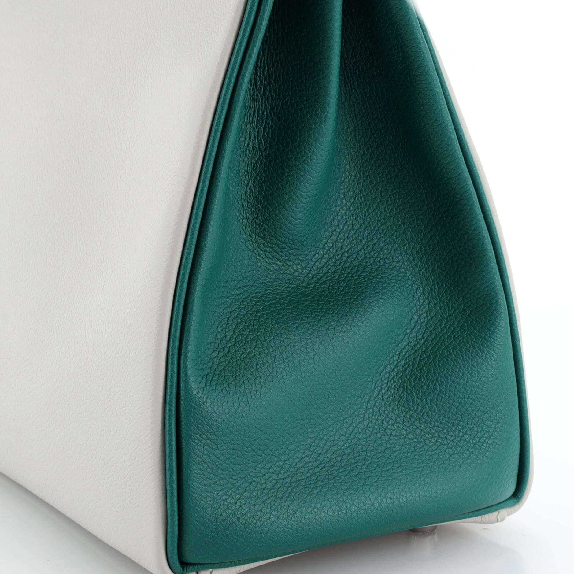 Hermes Kelly Handbag Bicolor Evercolor with Brushed Palladium Hardware 28 For Sale 4
