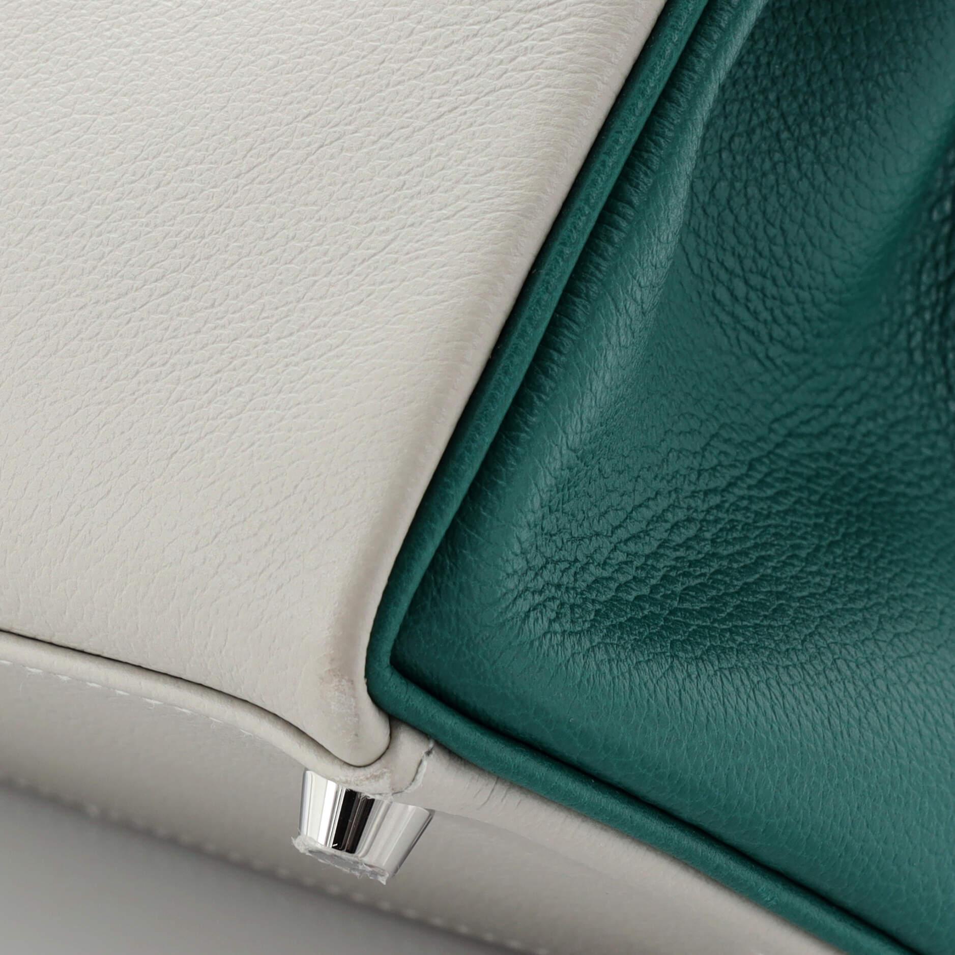 Hermes Kelly Handbag Bicolor Evercolor with Brushed Palladium Hardware 28 For Sale 5