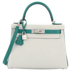 Hermes Kelly Handbag Bicolor Evercolor with Brushed Palladium Hardware 28