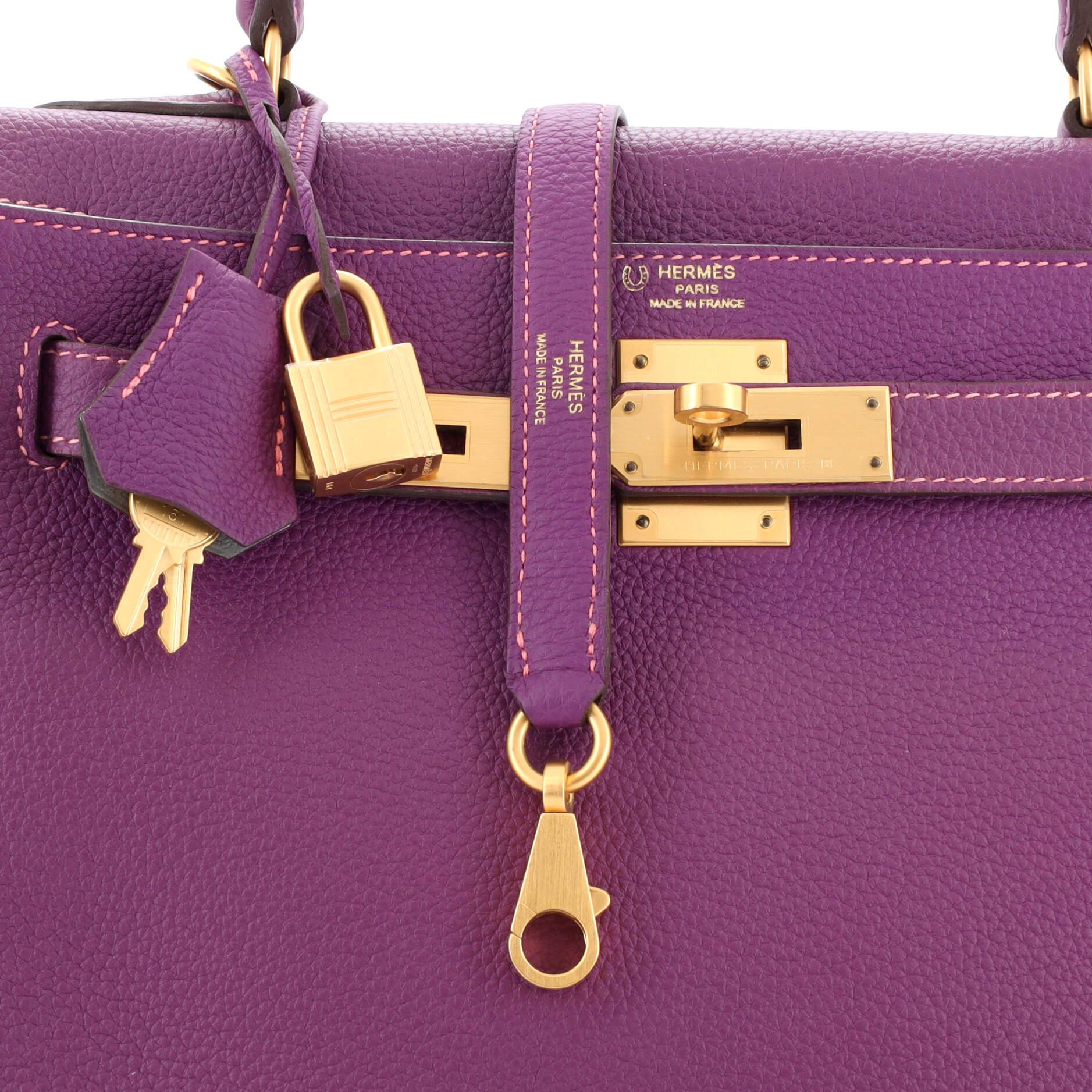 Hermes Kelly Handbag Bicolor Togo with Brushed Gold Hardware 28 3