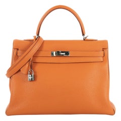 Hermes Kelly Handbag Bicolor Togo with Palladium Hardware 35