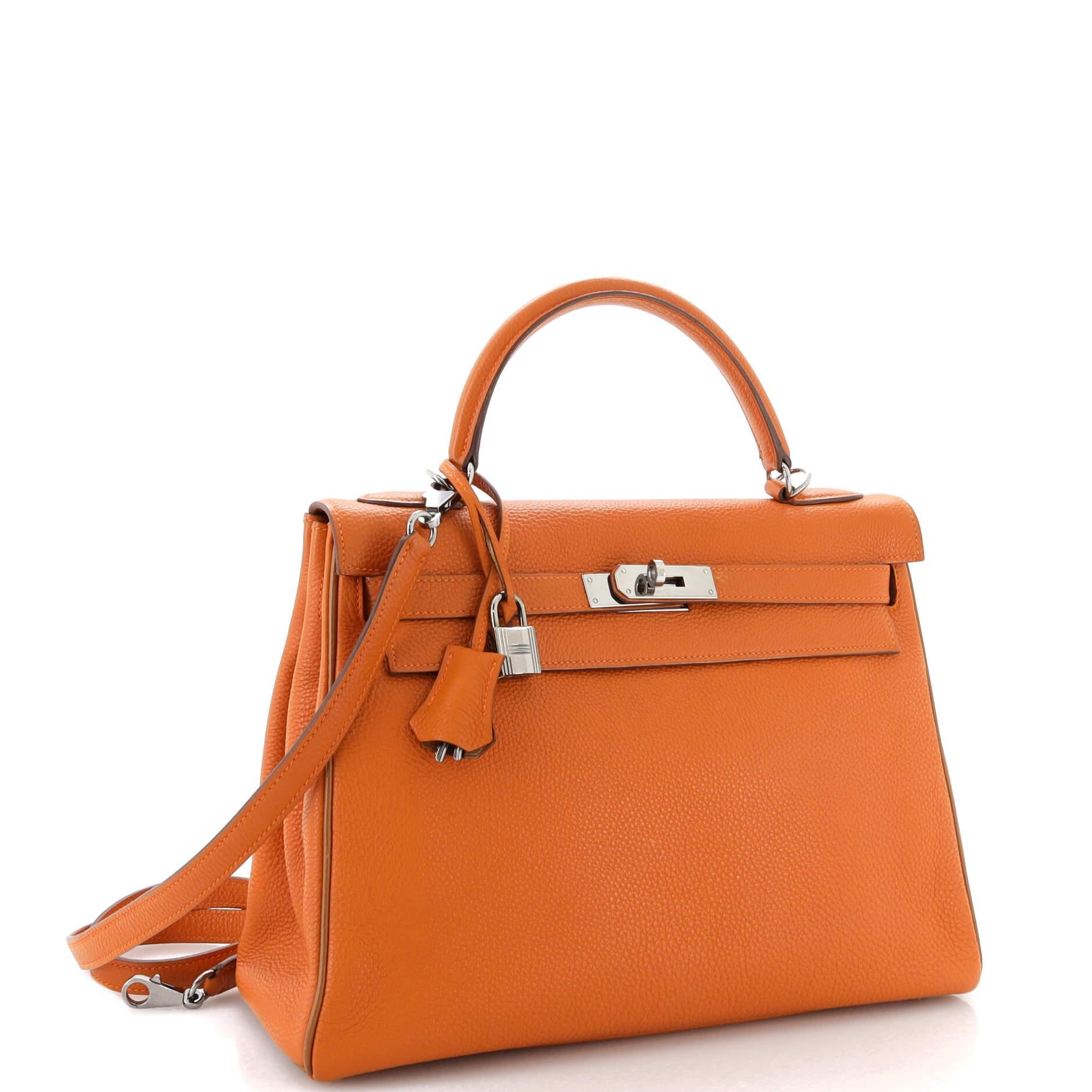 Hermes Kelly Handbag Bicolor Togo with Ruthenium Hardware 32 In Good Condition In NY, NY