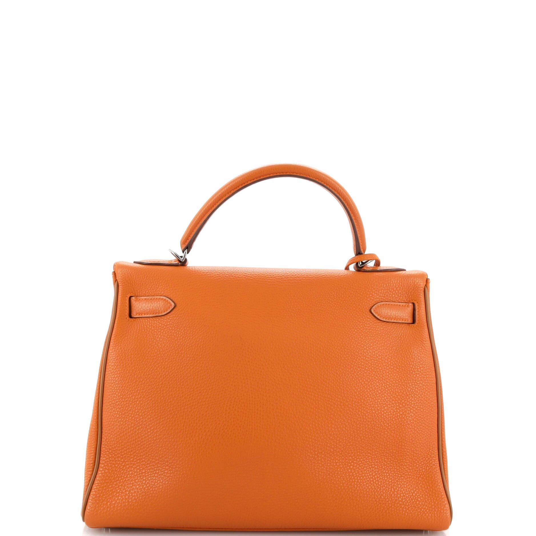 Women's or Men's Hermes Kelly Handbag Bicolor Togo with Ruthenium Hardware 32