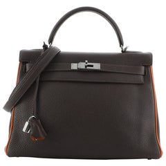 Hermes Kelly Handbag Bicolor Togo with Ruthenium Hardware 32