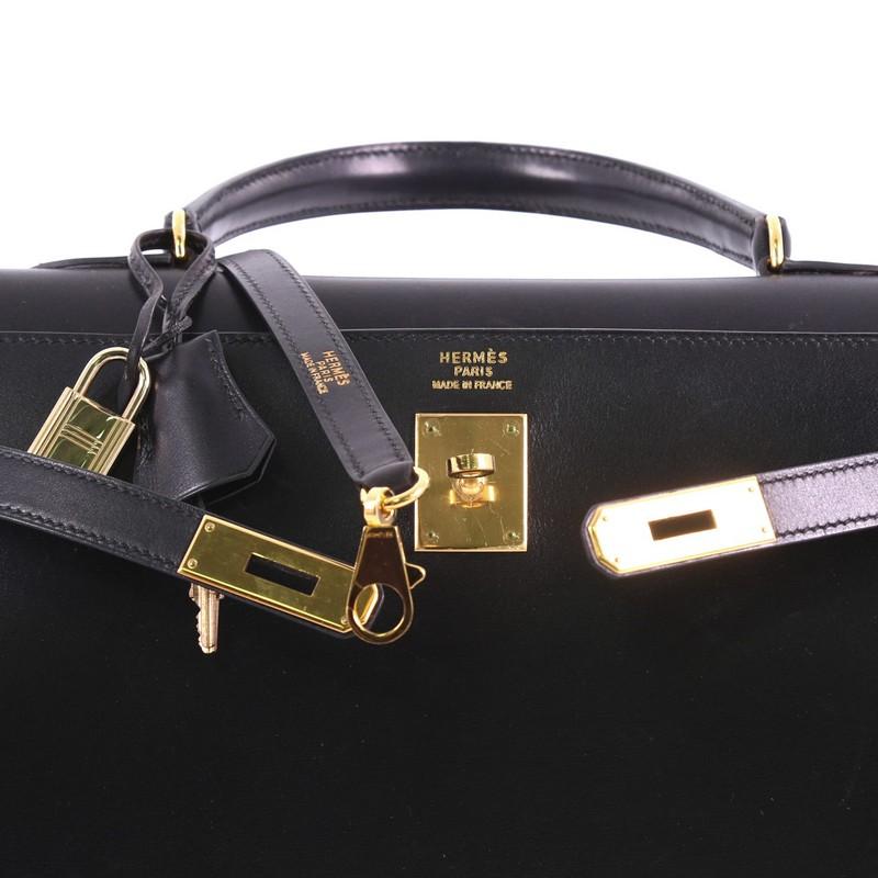 Hermes Kelly Handbag Black Box Calf with Gold Hardware 35 2