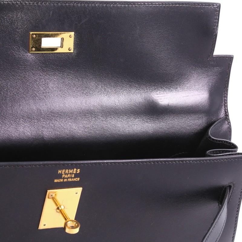 Hermes Kelly Handbag Black Box Calf with Gold Hardware 35 5