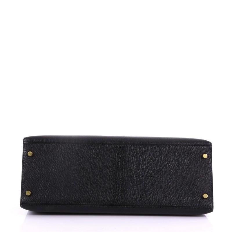 Hermes Kelly Handbag Black Chevre de Coromandel with Gold Hardware 35 1