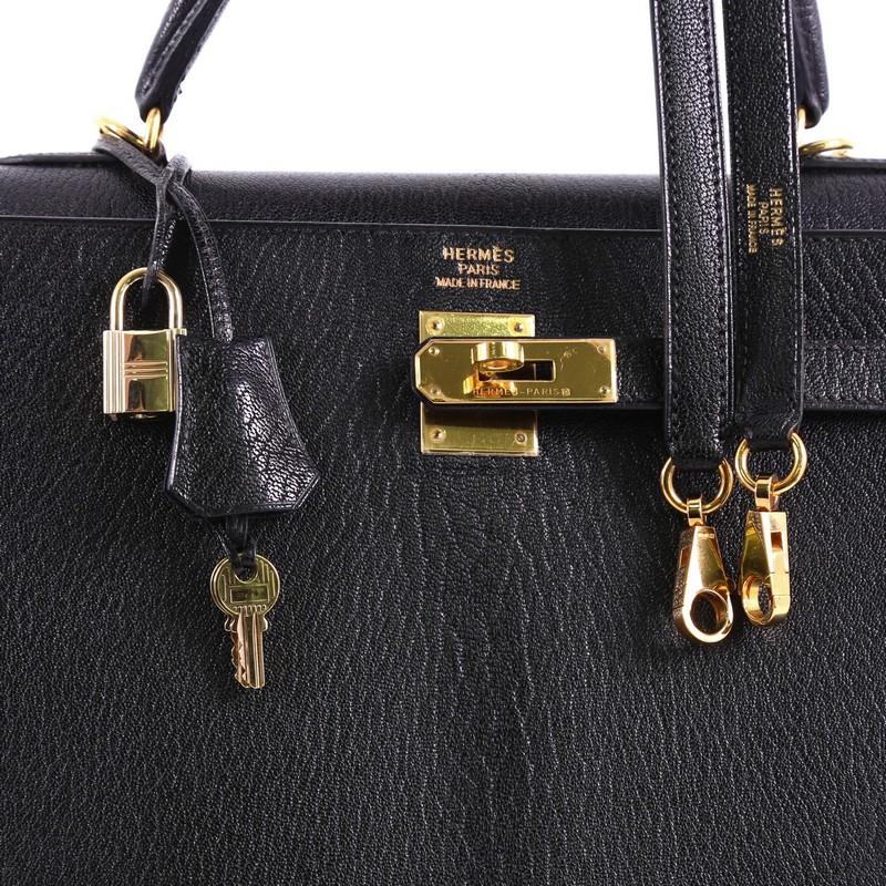 Hermes Kelly Handbag Black Chevre de Coromandel with Gold Hardware 35 2