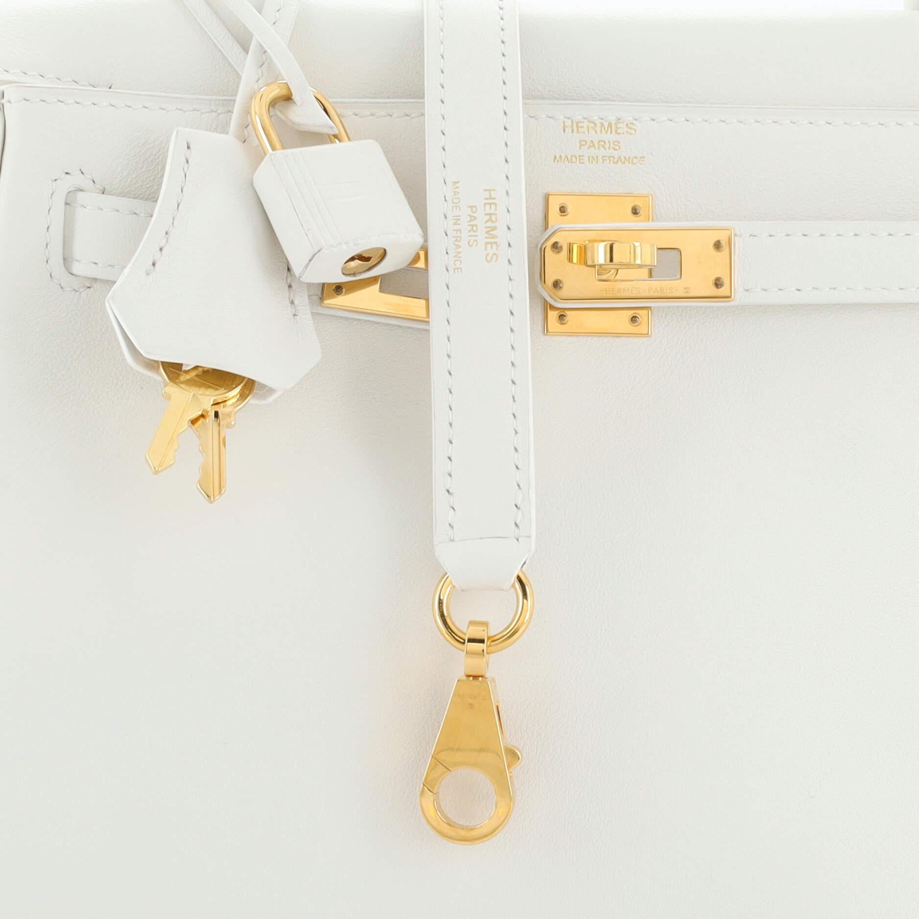 Hermes Kelly Handbag Blanc Swift with Gold Hardware 25 3