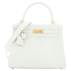 Hermes Kelly Handbag Blanc Swift with Gold Hardware 25
