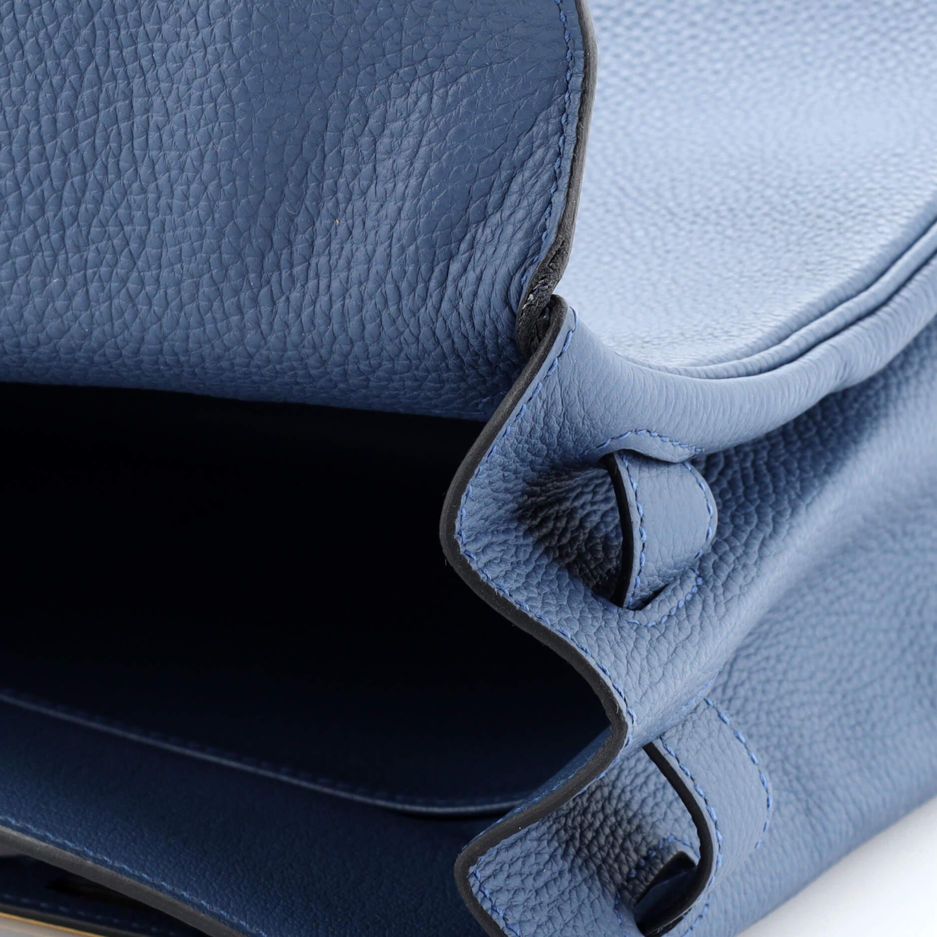 Hermes Kelly Handbag Bleu Agate Togo with Gold Hardware 35 4