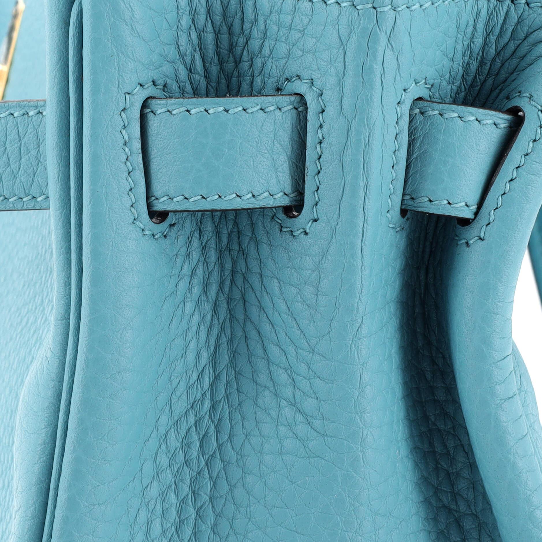 Hermes Kelly Handbag Bleu Atoll Clemence with Gold Hardware 32 4