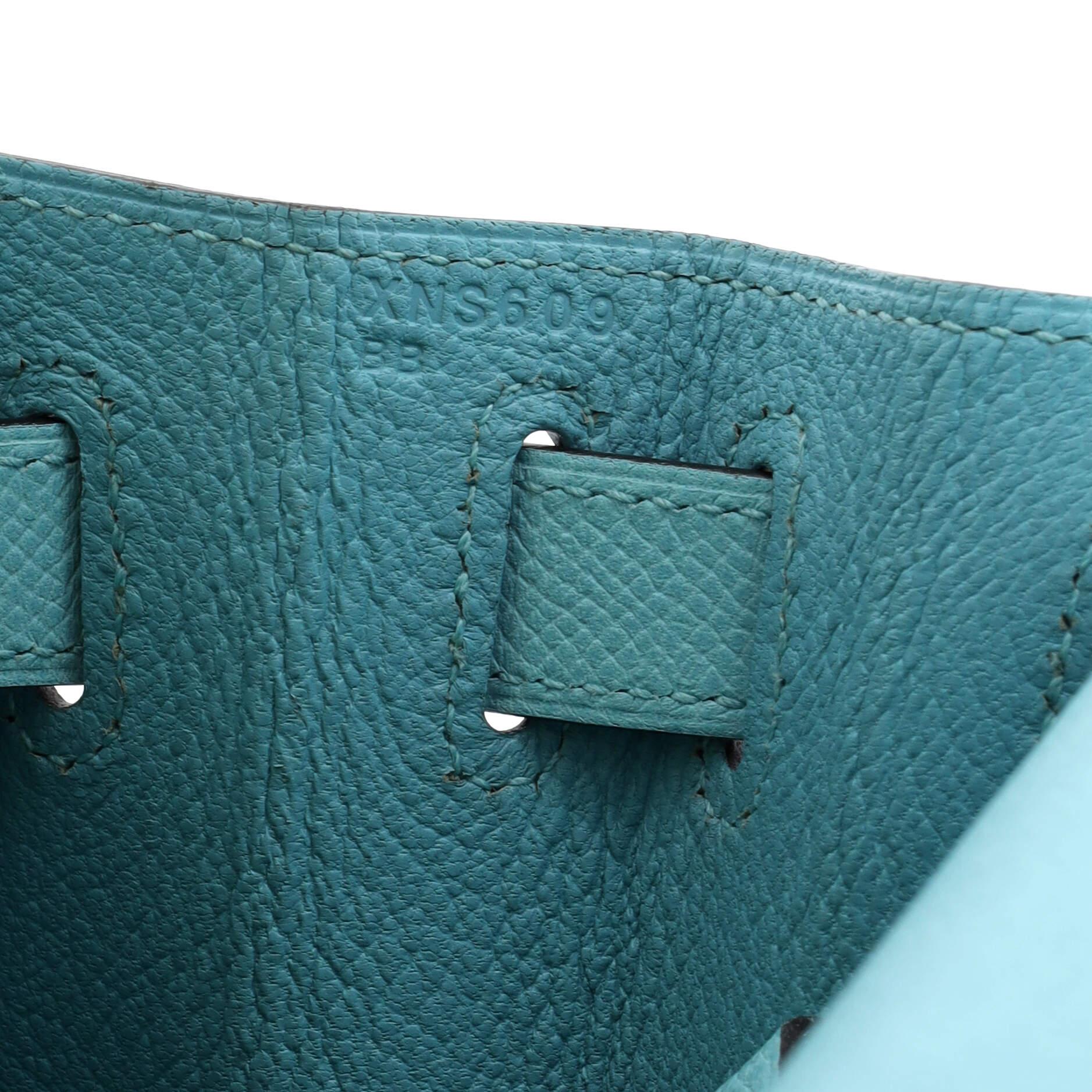 Hermes Kelly Handbag Bleu Atoll Epsom with Gold Hardware 28 6