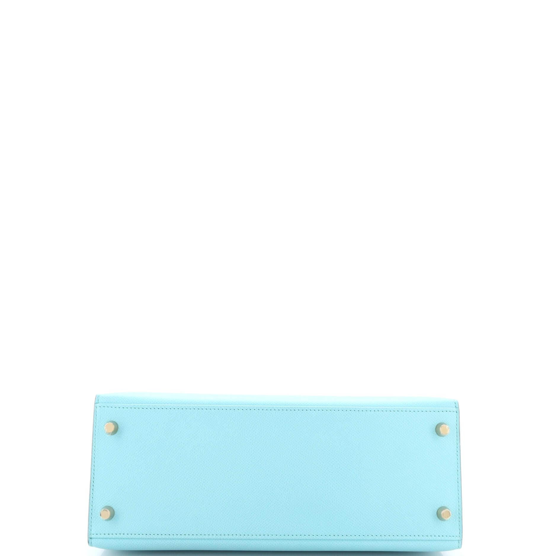 Hermes Kelly Handbag Bleu Atoll Epsom with Gold Hardware 28 1