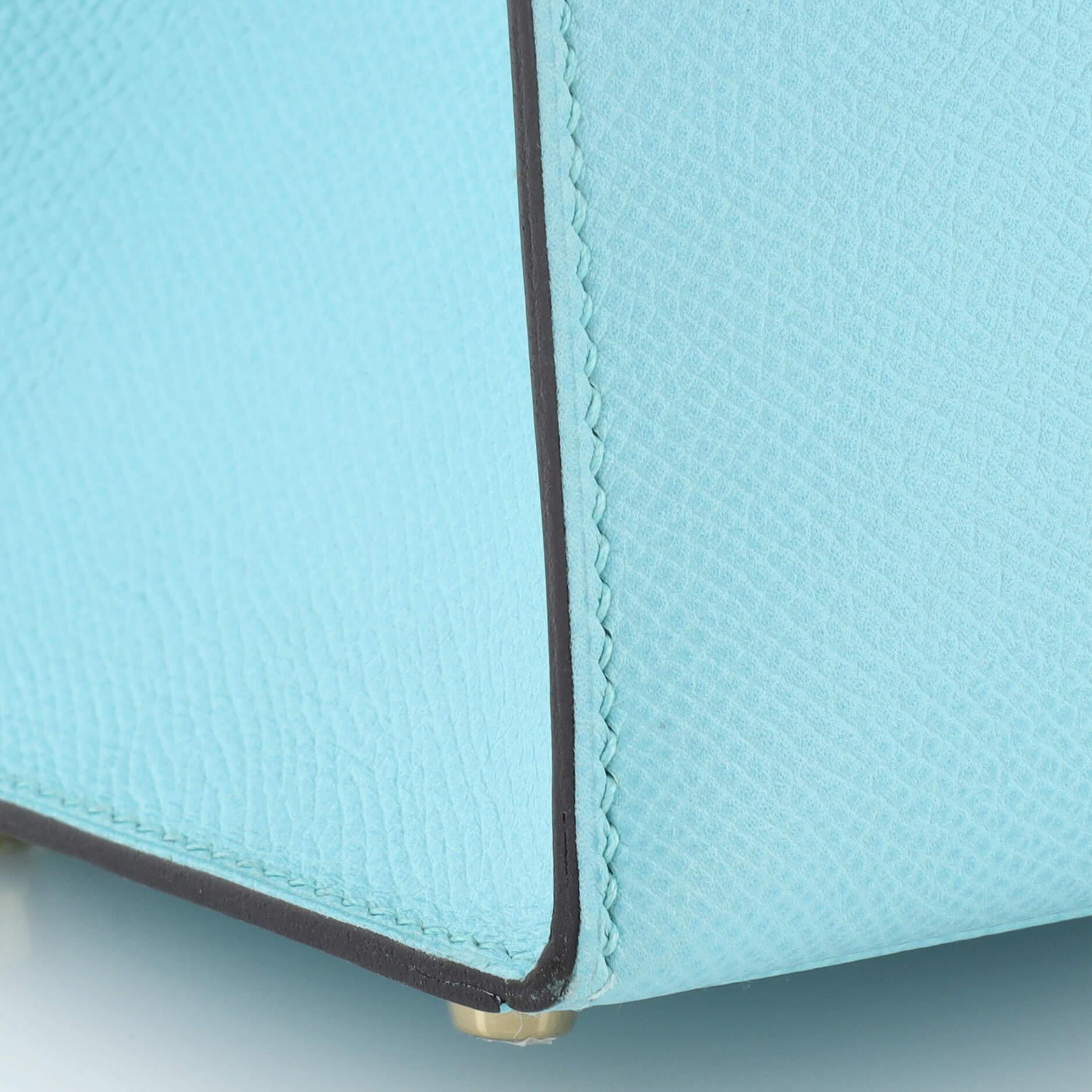 Hermes Kelly Handbag Bleu Atoll Epsom with Gold Hardware 28 4