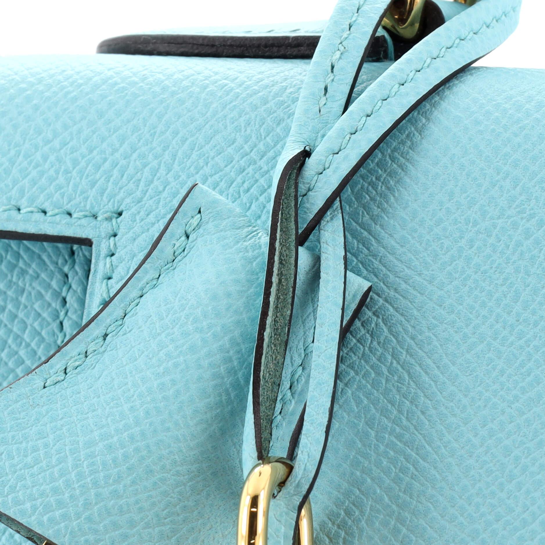 Hermes Kelly Handbag Bleu Atoll Epsom with Gold Hardware 28 5