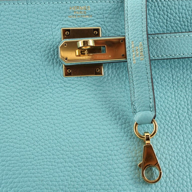 Hermes Kelly Handbag Bleu Atoll Togo with Gold Hardware 32 For Sale at ...