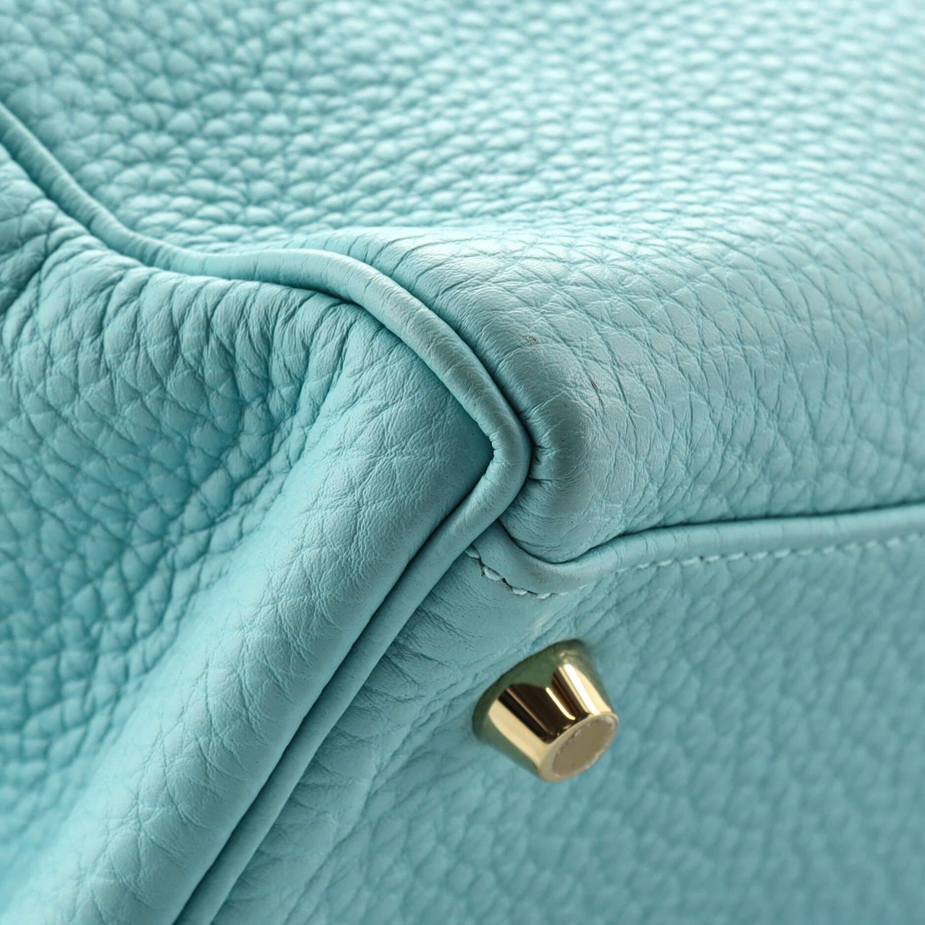 Hermes Kelly Handbag Bleu Atoll Togo with Gold Hardware 32 4