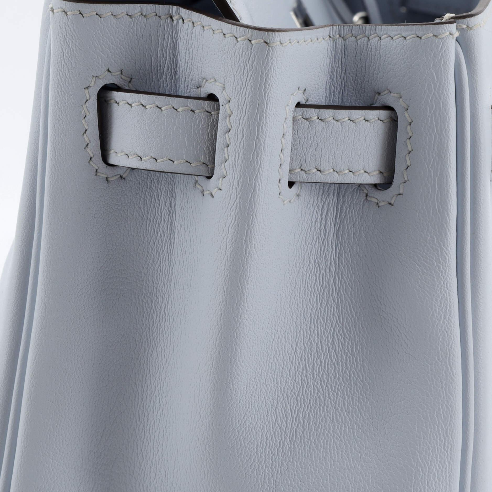 Hermes Kelly Handbag Bleu Brume Swift with Palladium Hardware 25 6