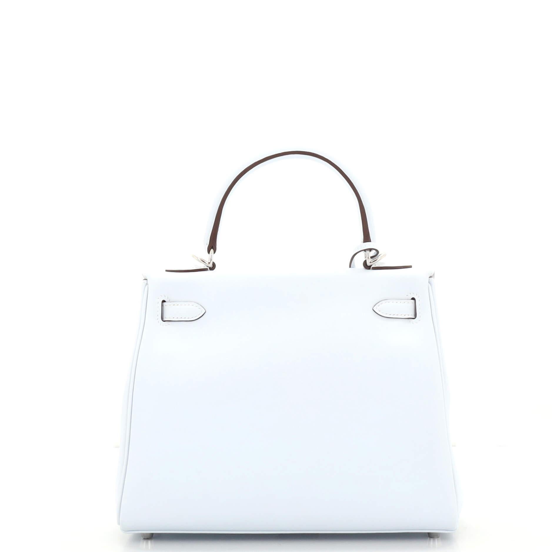 Women's or Men's Hermes Kelly Handbag Bleu Brume Swift with Palladium Hardware 25