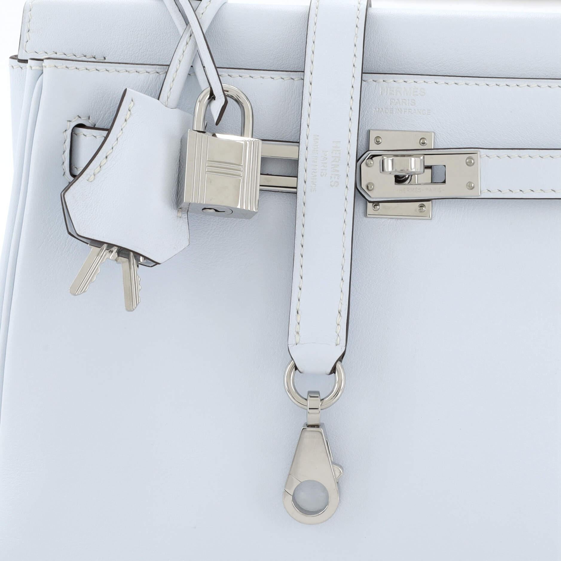 Hermes Kelly Handbag Bleu Brume Swift with Palladium Hardware 25 2