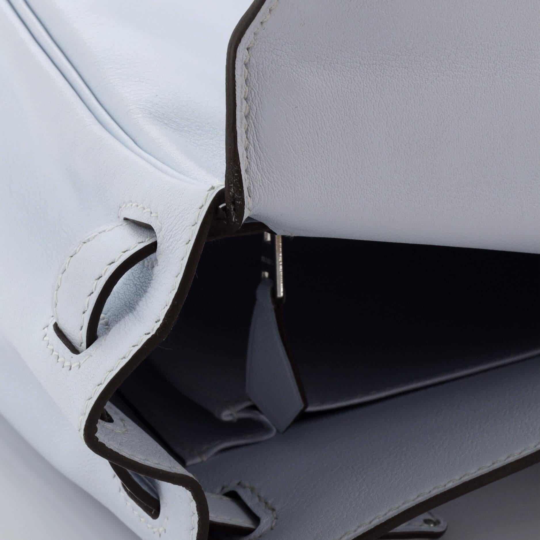 Hermes Kelly Handbag Bleu Brume Swift with Palladium Hardware 25 3