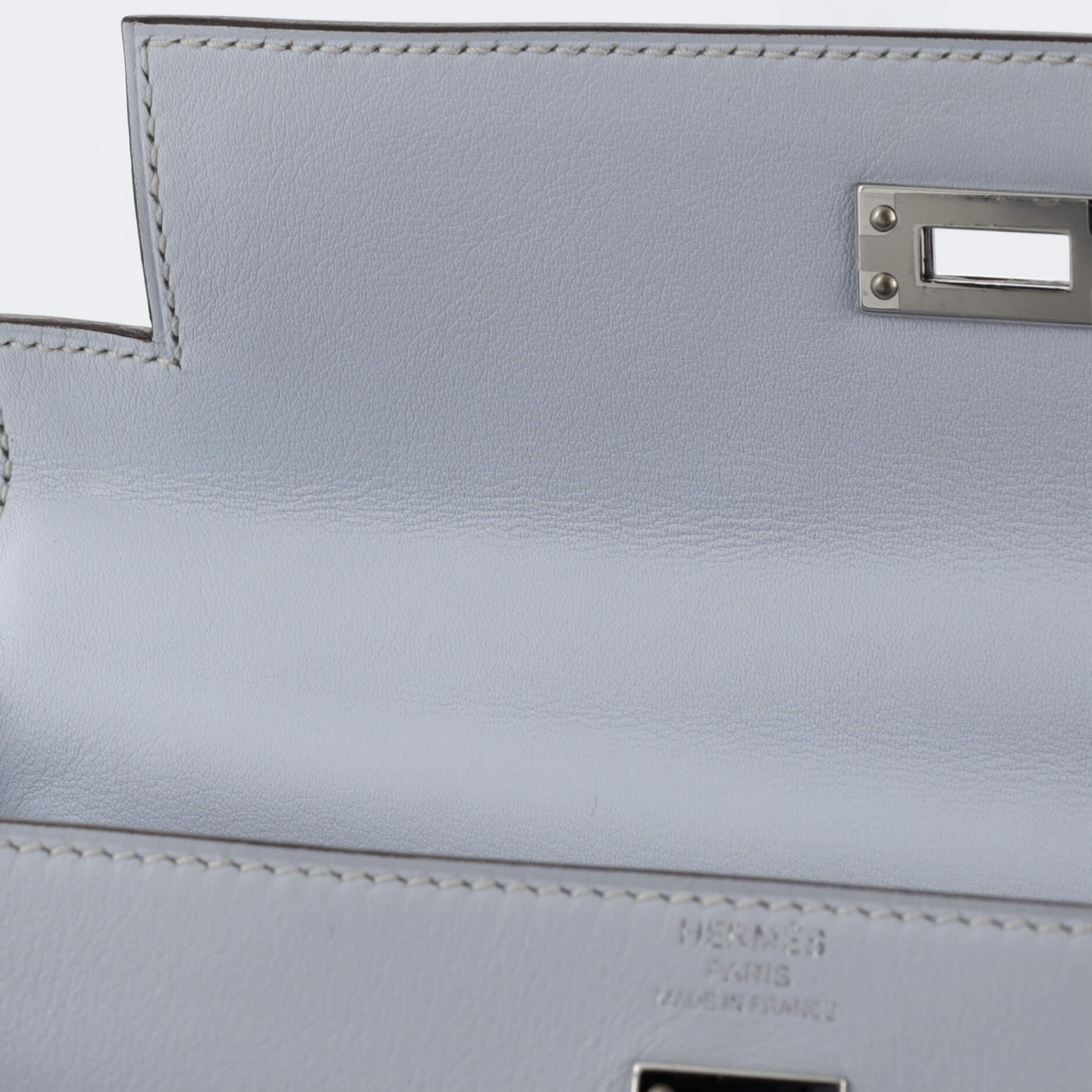 Hermes Kelly Handbag Bleu Brume Swift with Palladium Hardware 25 4