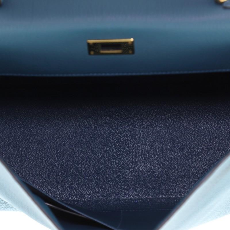 Hermes Kelly Handbag Bleu Colvert Togo with Gold Hardware 32 1