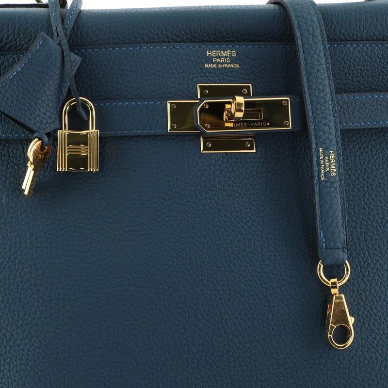 Hermes Kelly Handbag Bleu Colvert Togo with Gold Hardware 32 2