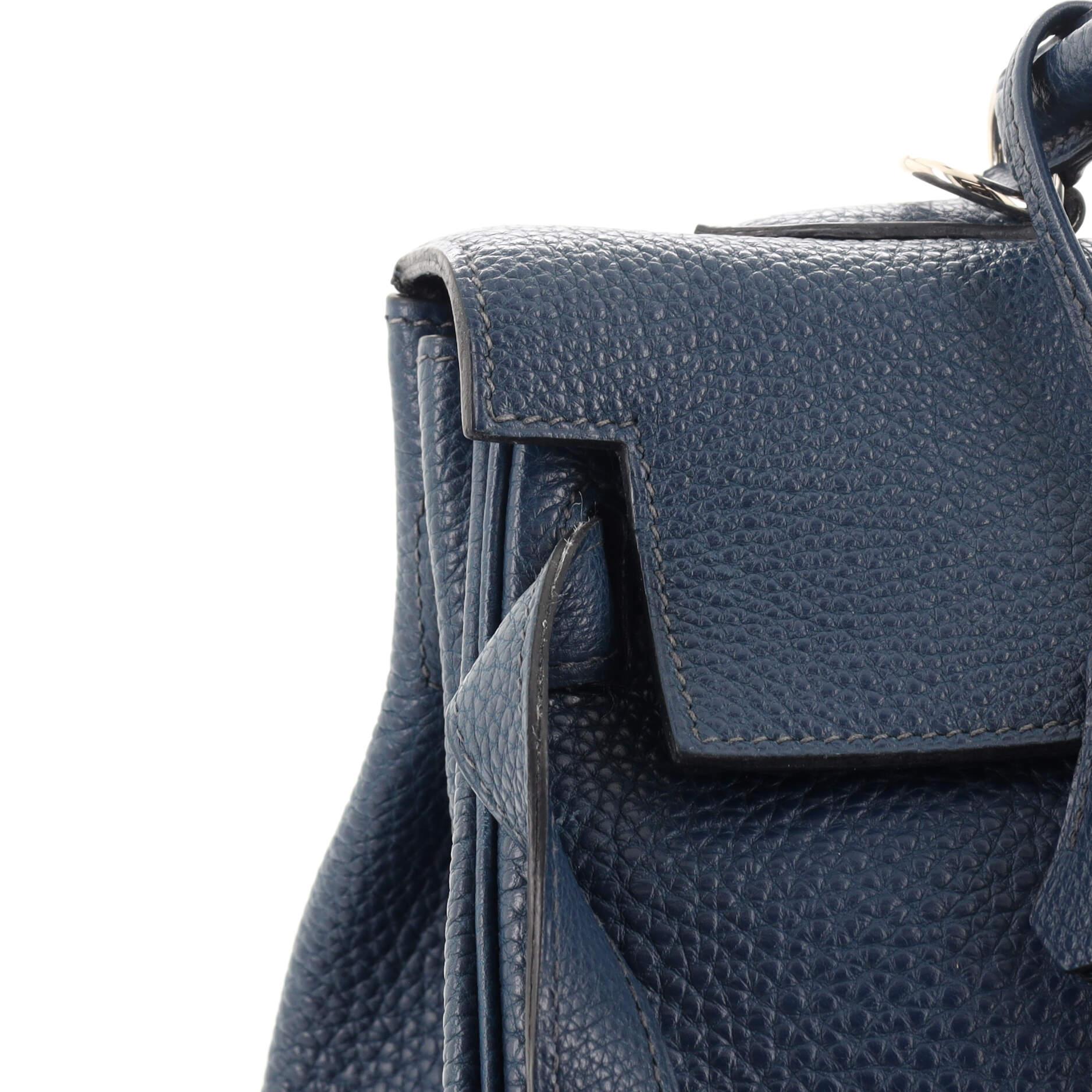 Hermes Kelly Handbag Bleu De Prusse Togo with Palladium Hardware 35 8