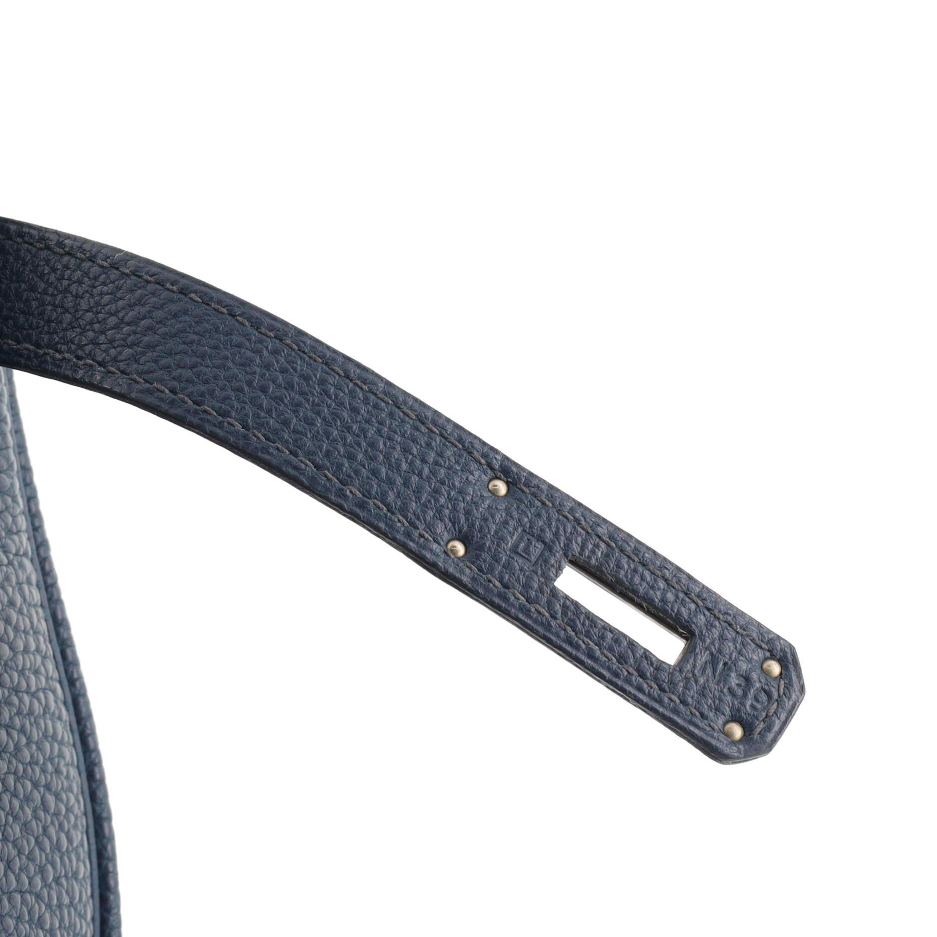 Hermes Kelly Handbag Bleu De Prusse Togo with Palladium Hardware 35 9
