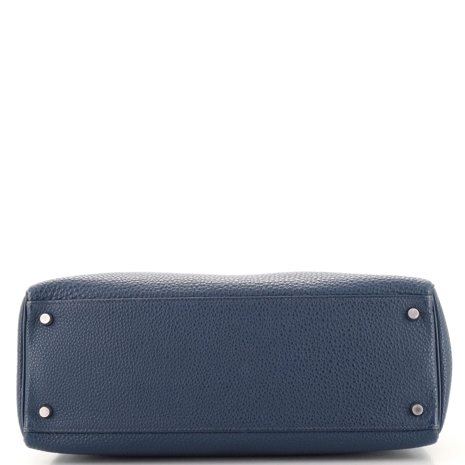 Hermes Kelly Handbag Bleu De Prusse Togo with Palladium Hardware 35 1