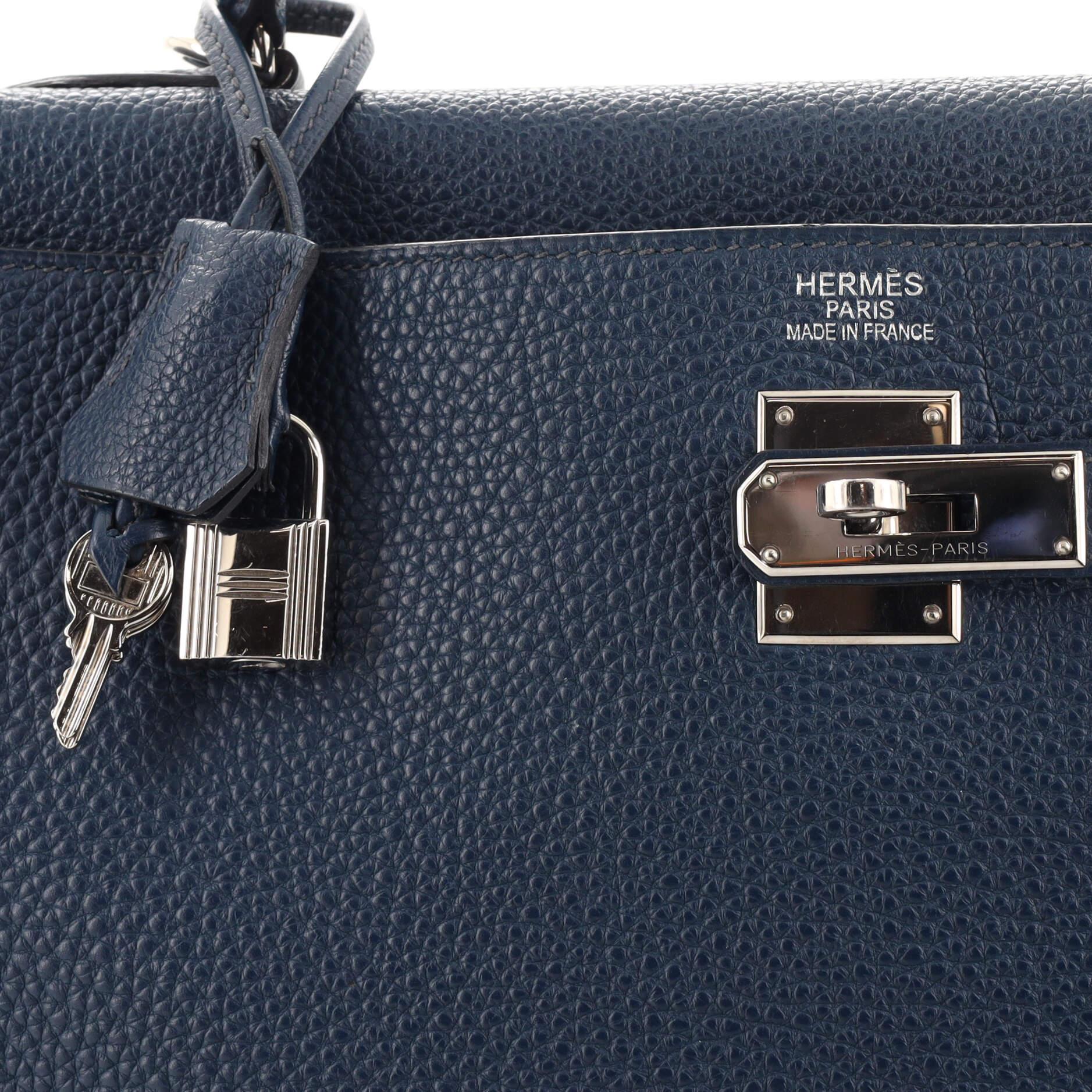 Hermes Kelly Handbag Bleu De Prusse Togo with Palladium Hardware 35 3