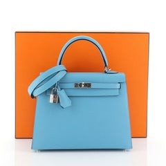 Hermes Kelly Handbag Bleu Du Nord Epsom With Gold Hardware 25