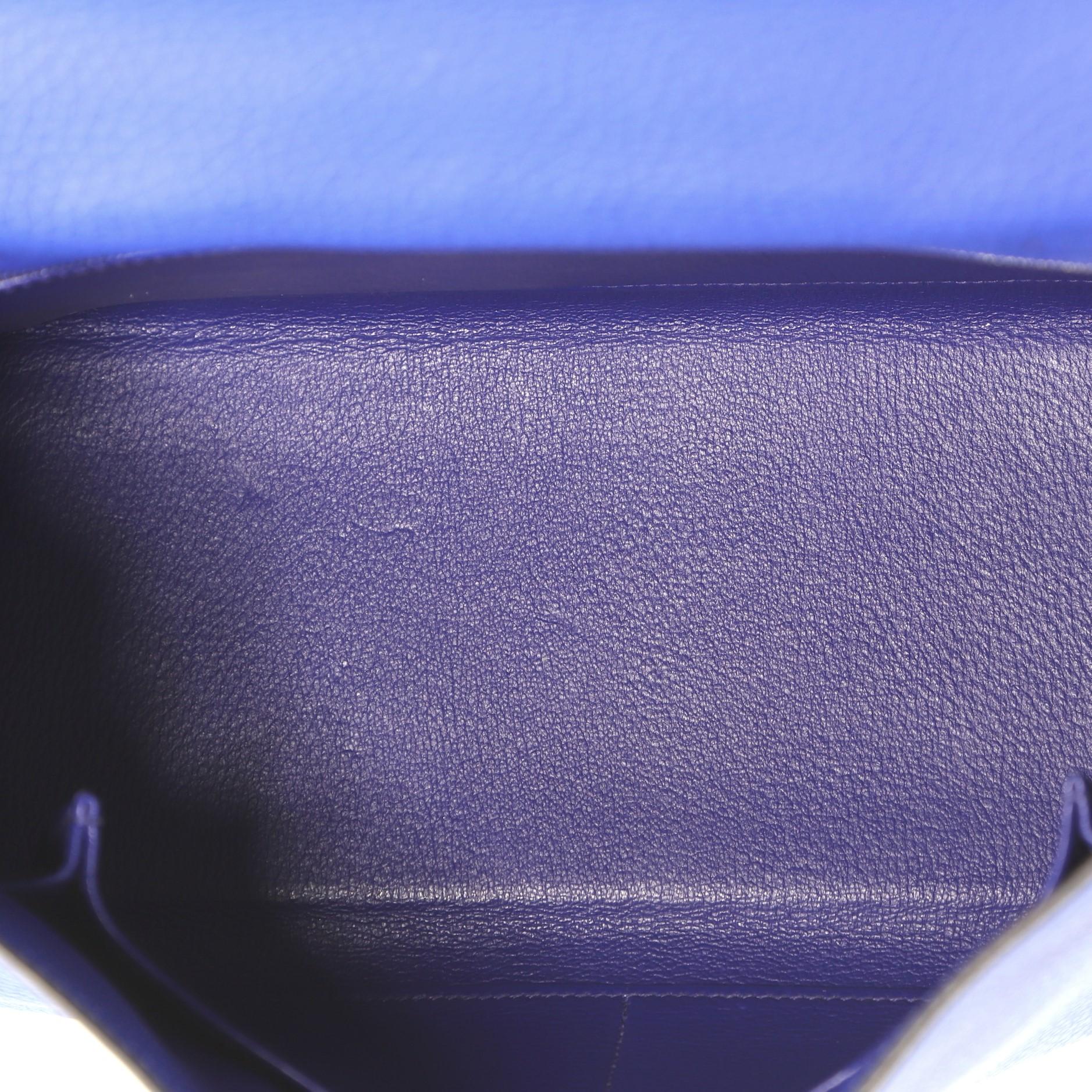 Hermes Kelly Handbag Bleu Electrique Clemence with Palladium Hardware 28 2