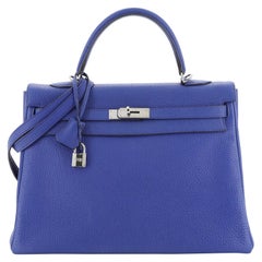 Hermes Kelly Handbag Bleu Electrique Togo With Palladium Hardware 35 
