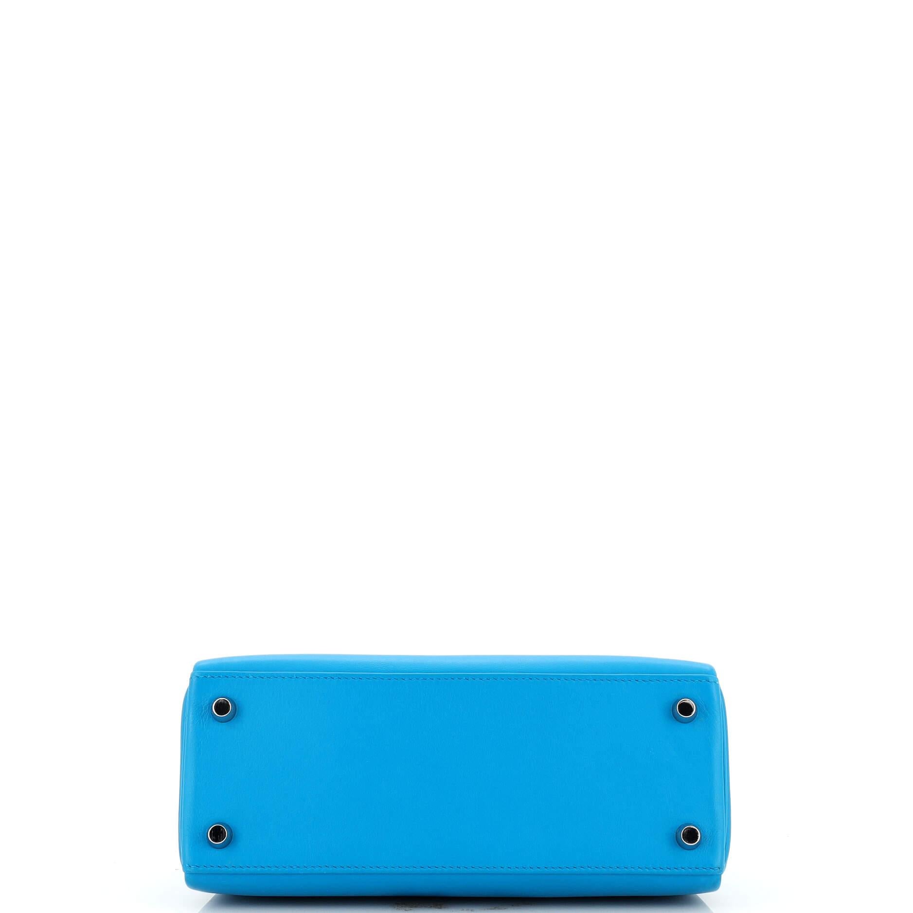 Hermes Kelly Handbag Bleu Frida Swift with Palladium Hardware 25 1