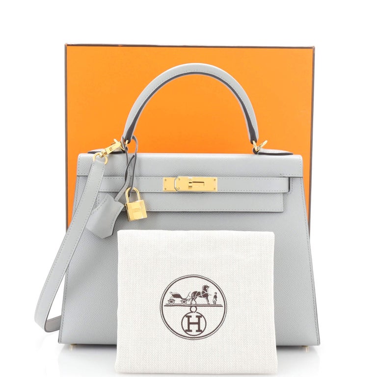 Hermes Kelly Handbag Bleu Glacier Epsom with Gold Hardware 28 For Sale at  1stDibs