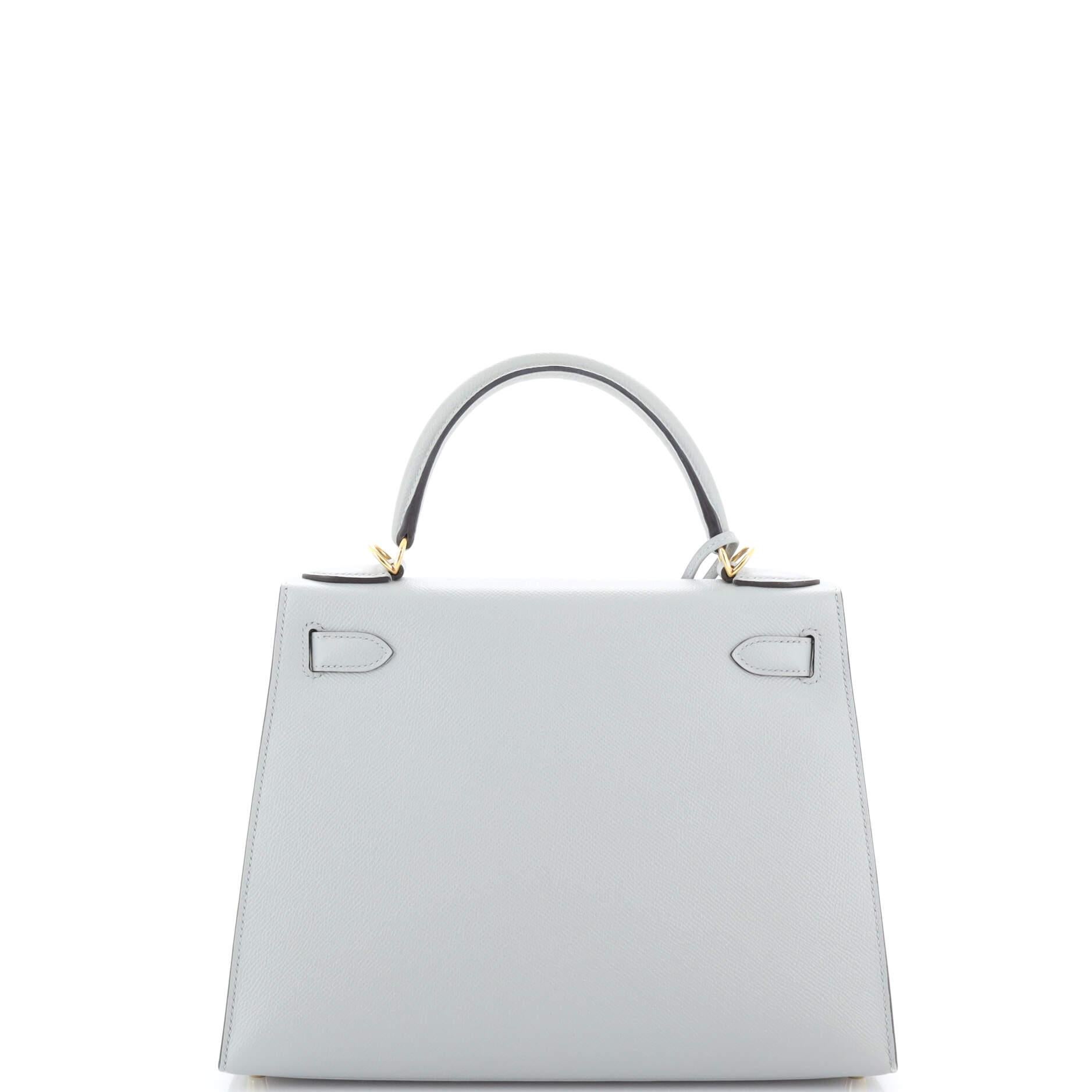 Women's or Men's Hermes Kelly Handbag Bleu Glacier Epsom with Gold Hardware 28