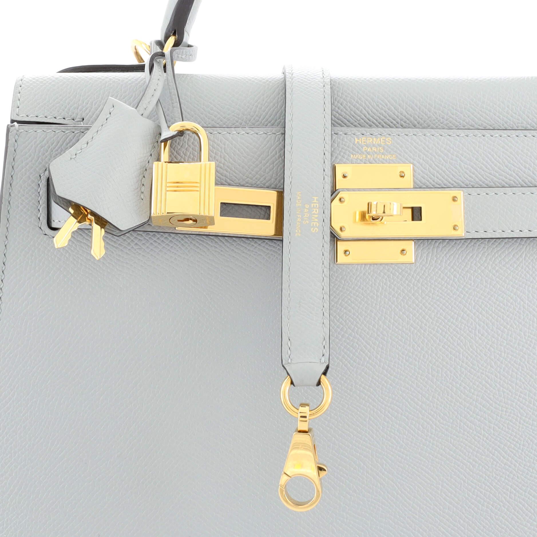 Hermes Kelly Handbag Bleu Glacier Epsom with Gold Hardware 28 3