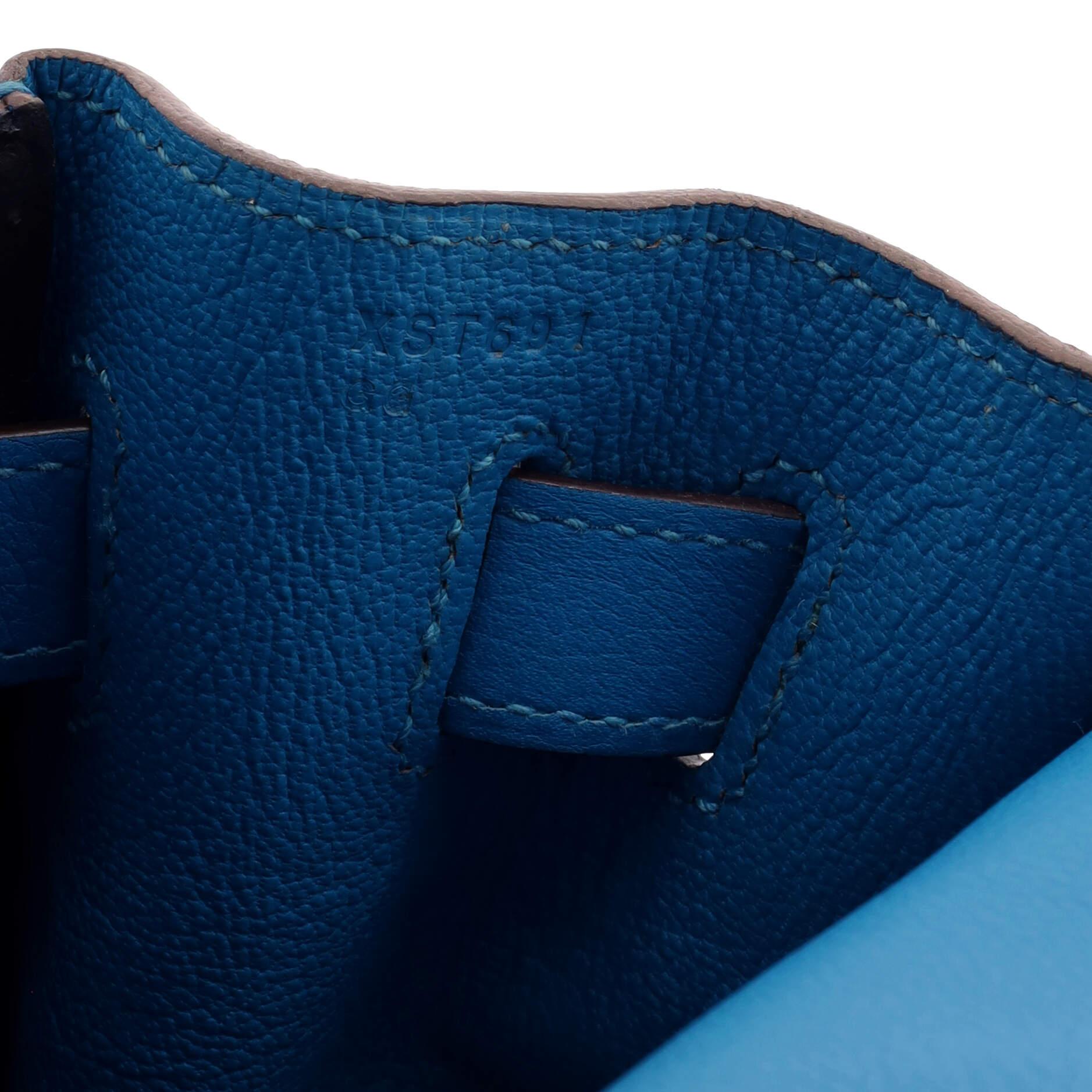 Hermes Kelly Handbag Bleu Hydra Evercolor with Pallladium Hardware 32 7