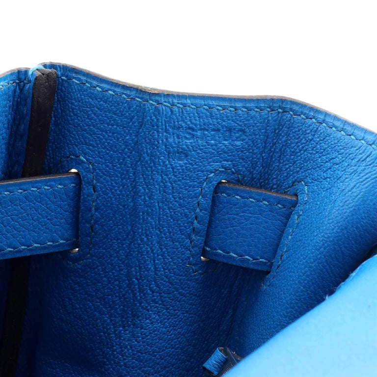 Hermes Kelly Handbag Bleu Hydra Evercolor with Pallladium Hardware